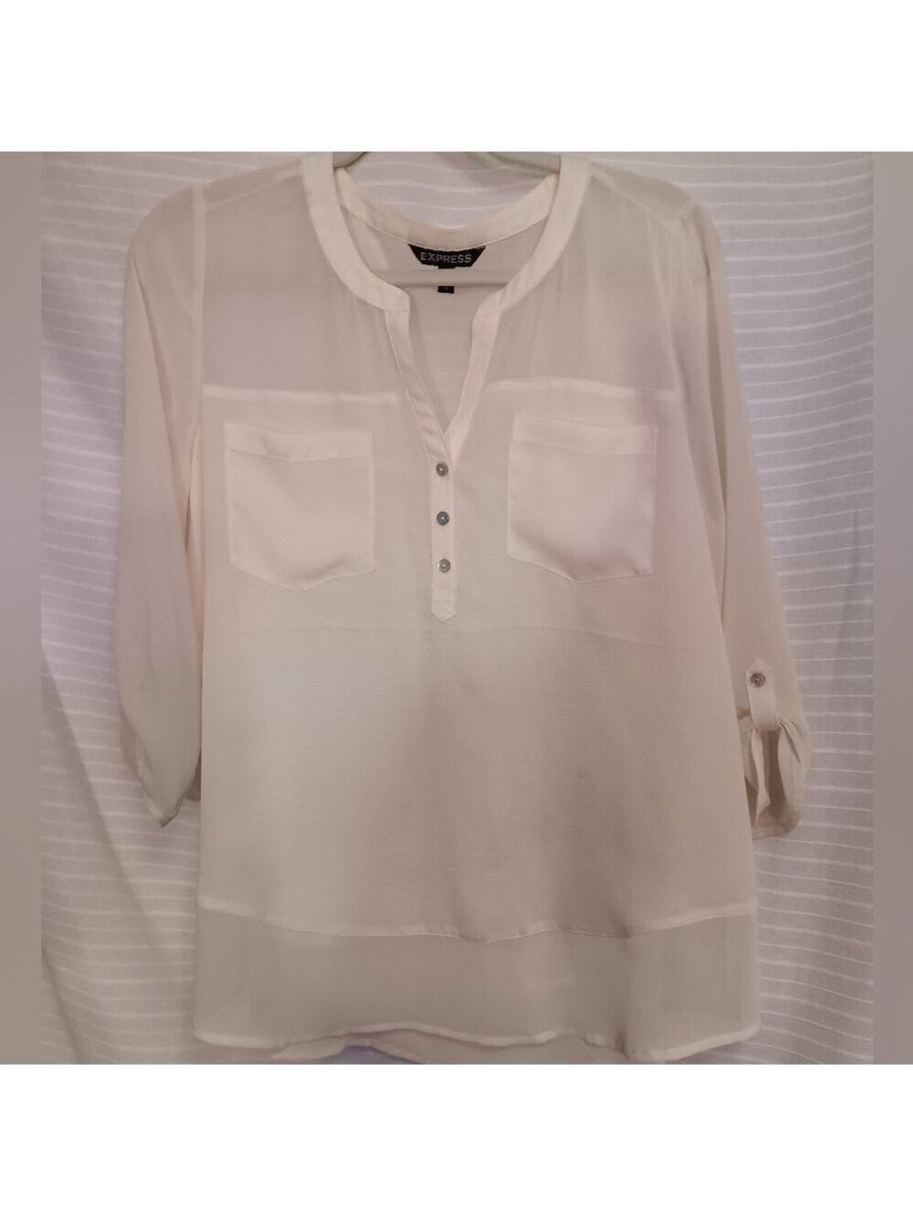 Express Ivory sheer blouse L